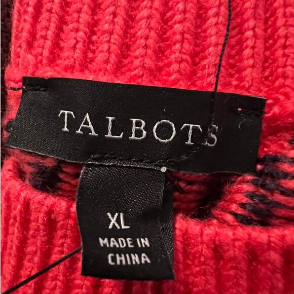 NEW Talbots Women's Fair Isle Sweater in Burgundy with Multi-colors Size XL - Picture 5 of 7
